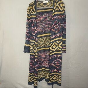 SELFIE COUTURE BY TRENDOLOGY Womens Multicolor Hooded Long Open Cardigan - Small